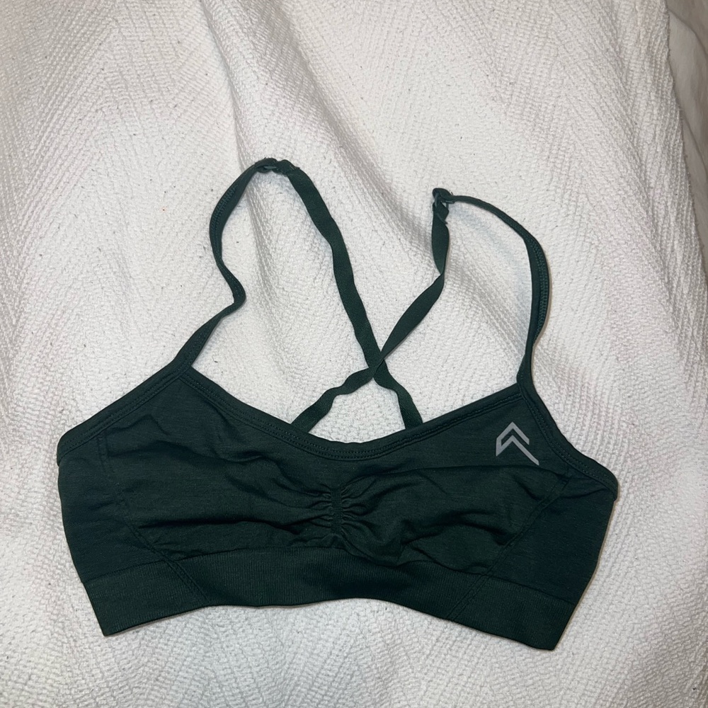 Oner Active Dark Green Strappy Sports Bra